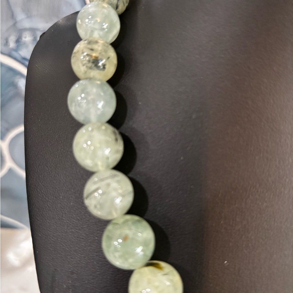 Prehnite Necklace-14MM RD-SS - Picture 5 of 7